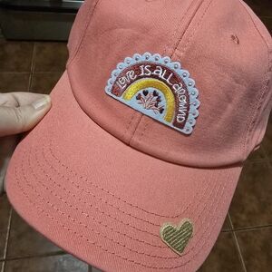 Coral Cap with Embroidered Patch